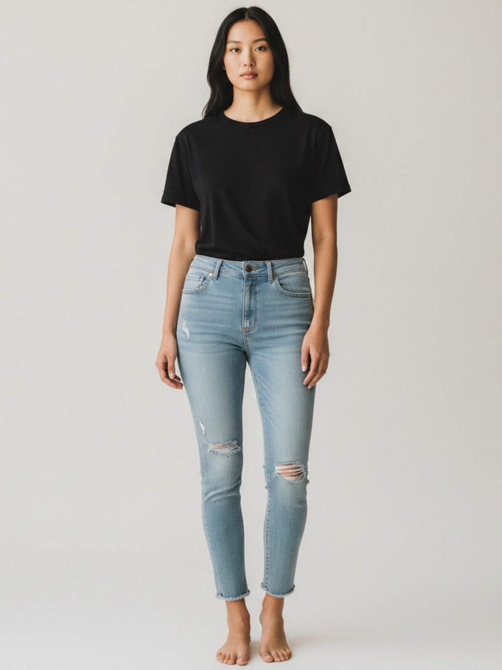 LC Lauren Conrad Faded High Rise Skinny Ankle Jeans with Distressed Details